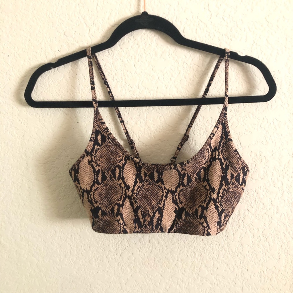 A.L.C X Bandier Scoop Neck Bralette Size XS Animal Snake Print Neutral Colors